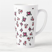 Pink Hearts Pattern – Cute Doodle Design Latte Mok (Rechts)