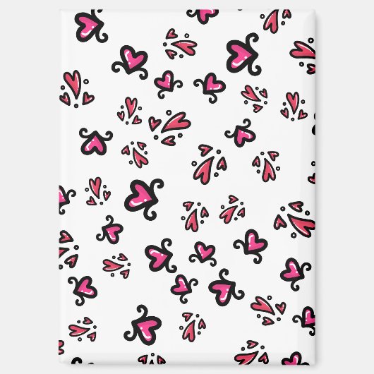 Pink Hearts Pattern – Cute Doodle Design Magneet (Voorkant)