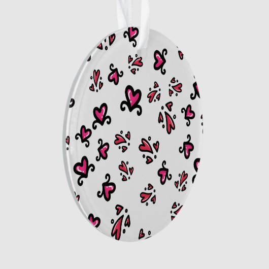 Pink Hearts Pattern – Cute Doodle Design Ornament (voorkant)