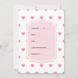 Pink Hearts Pattern Invitation Kaart