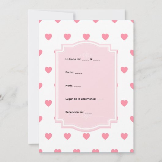 Pink Hearts Pattern Invitation Kaart (Voorkant)