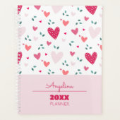 Pink Hearts Pattern Kids Academic School Planner (Voorkant)