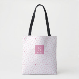 Pink Hearts Pattern Monogram Tote Bag