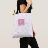 Pink Hearts Pattern Monogram Tote Bag (Dichtbij)