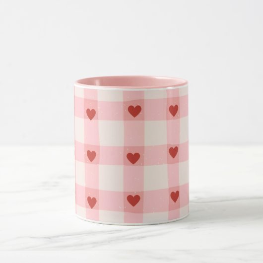 Pink Hearts Pattern Mug | Cute Love Coffee Cup Mok (Midden)