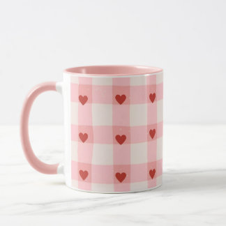 Pink Hearts Pattern Mug | Cute Love Coffee Cup Mok