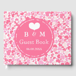 Pink Hearts Pattern Personalized Wedding Guestbook Gastenboek