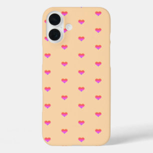 Pink Hearts Patterns Valentijnsdag Perzik Sinaasap iPhone 16 Plus Hoesje