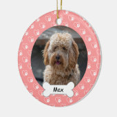 Pink Hearts Paws Custom Pet Puppy Dog Foto Keramisch Ornament (Links)