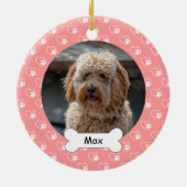 Pink Hearts Paws Custom Pet Puppy Dog Foto Keramisch Ornament (Achterkant)