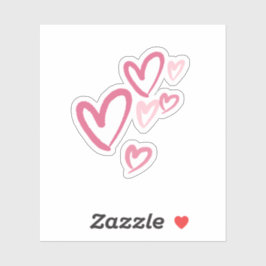 Pink Hearts Schattige Doodle Sticker