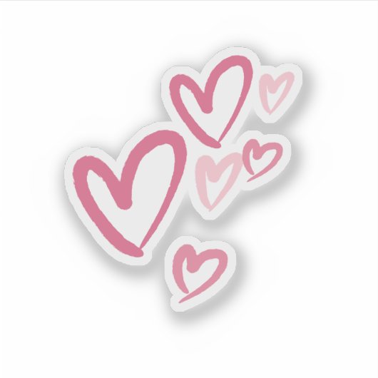 Pink Hearts Schattige Doodle Sticker (Voorkant)