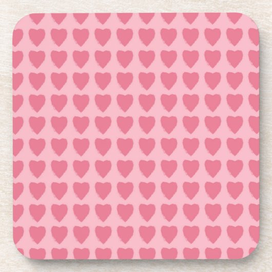 Pink Hearts Seamless Pattern Bier Onderzetter (Voorkant)
