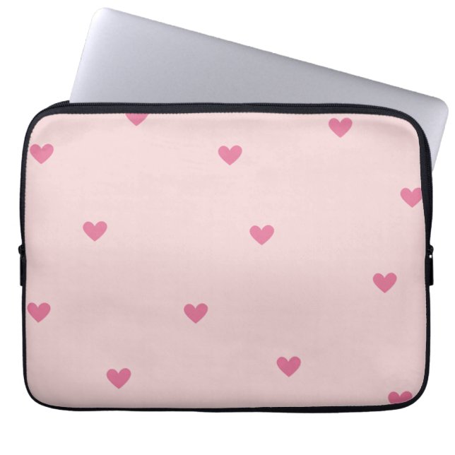 Pink Hearts Seamless Pattern – Cute Valentine Laptop Sleeve (Voorkant)