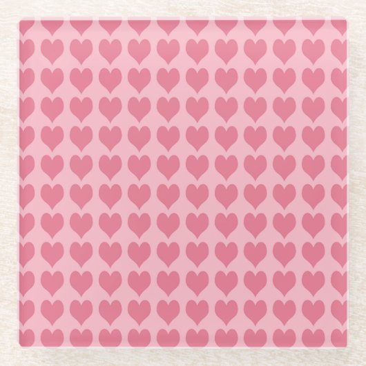 Pink Hearts Seamless Pattern Glazen Onderzetter (Voorkant)