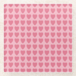 Pink Hearts Seamless Pattern Glazen Onderzetter