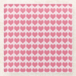 Pink Hearts Seamless Pattern Glazen Onderzetter