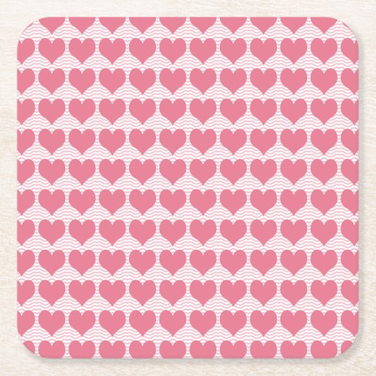 Pink Hearts Seamless Pattern Kartonnen Onderzetters (Voorkant)