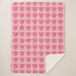 Pink Hearts Seamless Pattern Sherpa Deken