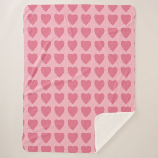 Pink Hearts Seamless Pattern Sherpa Deken (Voorkant)