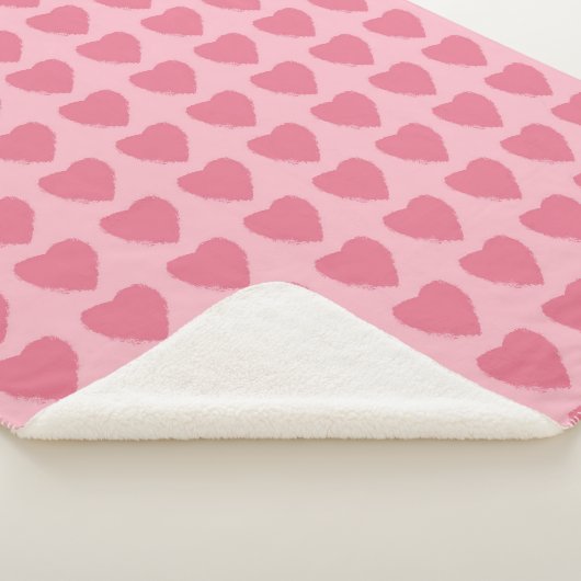 Pink Hearts Seamless Pattern Sherpa Deken (3/4)