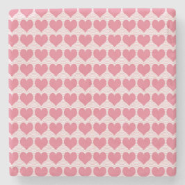 Pink Hearts Seamless Pattern Stenen Onderzetter