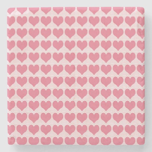 Pink Hearts Seamless Pattern Stenen Onderzetter (Voorkant)