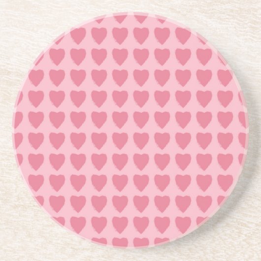 Pink Hearts Seamless Pattern Zandsteen Onderzetter (Voorkant)