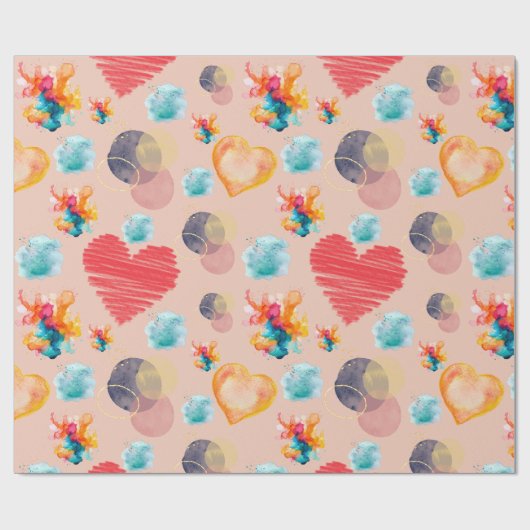 Pink Hearts Style Cadeaupapier (Vlak)