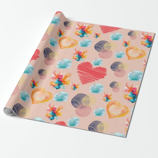 Pink Hearts Style Cadeaupapier (Uitgerold)