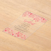 Pink Hearts Sweetheart Girl Baby shower Acryl Uitnodigingen (Laagn)