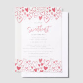 Pink Hearts Sweetheart op Way Girl Baby shower Vellum Uitnodigingen (Offset)