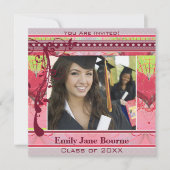 Pink Hearts & Swirls Senior Afbeeldingen Klasse va Kaart (Voorkant)