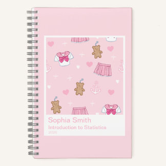 Pink Hearts & Teddy Bears Kawaii Kogal Pattern Notitieboek