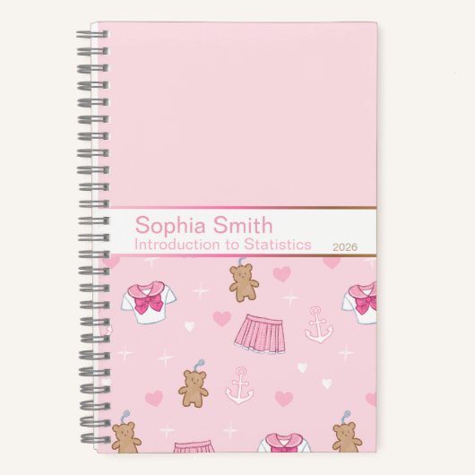 Pink Hearts & Teddy Bears Kogal Notebook Notitieboek (Voorkant)