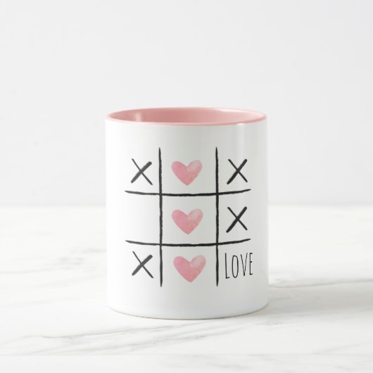 Pink Hearts Tic Tac Toe Love Mok (Midden)