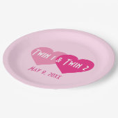Pink Hearts Twin Girls Papieren Bordje (Gekanteld)