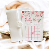 Pink Hearts Valentijn Baby Bingo Baby shower spel Kaart