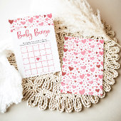 Pink Hearts Valentijn Baby Bingo Baby shower spel Kaart
