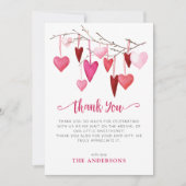 Pink Hearts Valentijn Baby shower Bedankkaart (Voorkant)