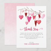 Pink Hearts Valentijn Baby shower Bedankkaart (Voorkant / Achterkant)