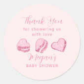 Pink Hearts Valentijn Baby shower Favor Ronde Sticker (Voorkant)