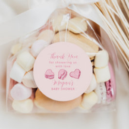 Pink Hearts Valentijn Baby shower Favor Ronde Sticker