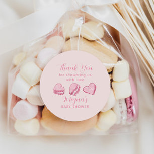 Pink Hearts Valentijn Baby shower Favor Ronde Sticker