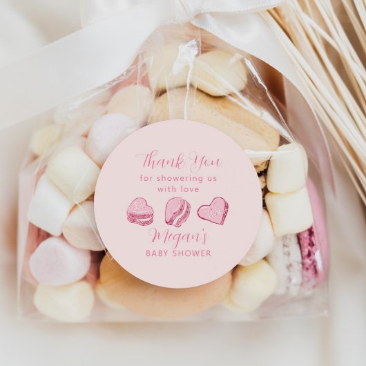 Pink Hearts Valentijn Baby shower Favor Ronde Sticker