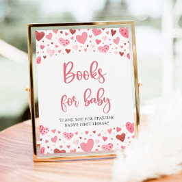 Pink Hearts Valentijn Boeken voor Baby shower Sign Poster