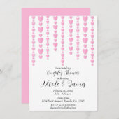 Pink Hearts Valentijn Couple's Trouwdouche Kaart (Voorkant / Achterkant)