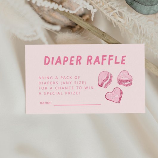 Pink Hearts Valentijn Luier Raffle ticket Informatiekaartje