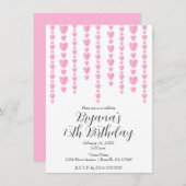 Pink Hearts Valentijn Verjaardagsfeestje Kaart (Voorkant / Achterkant)