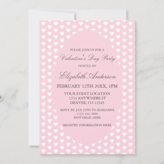 Pink Hearts Valentijnsdag Party Kaart (Voorkant)